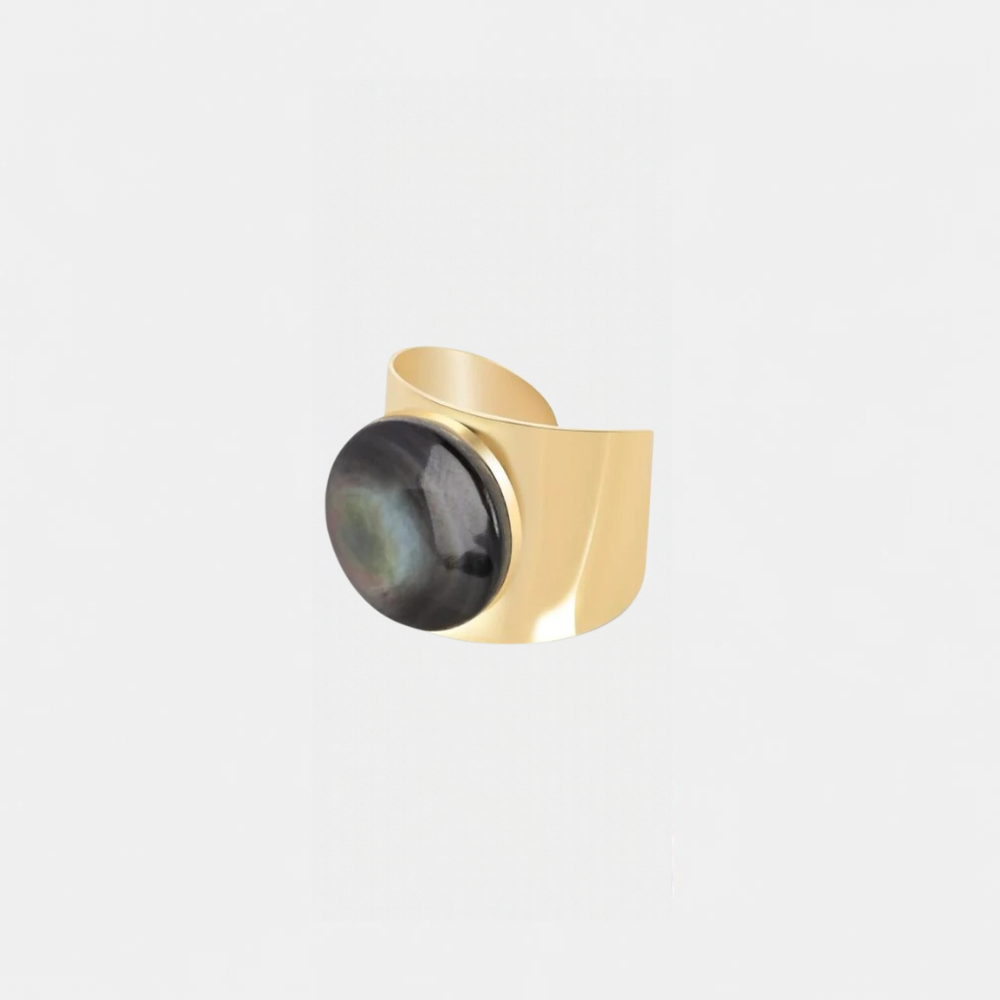 Gladde ring met ronde gemstone / parelmoer