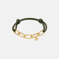 Afbeelding laden in Galerijviewer, Armband met touw en gouden schakels / army green