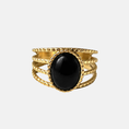 Afbeelding laden in Galerijviewer, 4 delige ring met ovale steen / Zwart