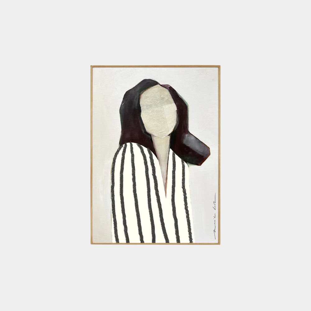 Poster - Lady in stripes black