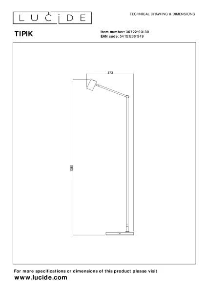 Lucide TIPIK - Oplaadbare Vloerlamp ZWART