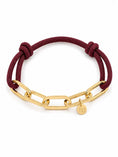 Load image into Gallery viewer, Armband met touw en gouden schakels / aubergine