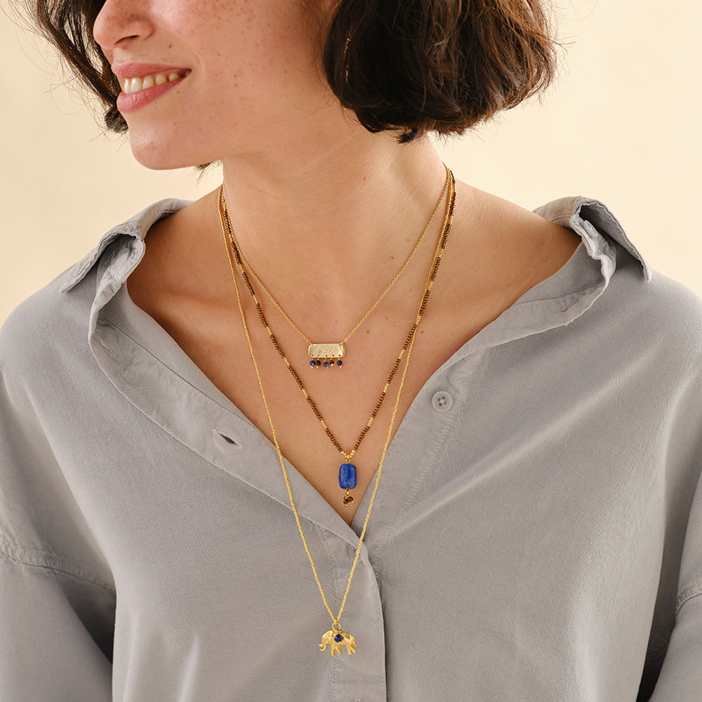 Paradise Lapis lazuli necklace gold chain