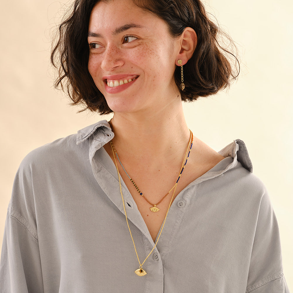 Paradise Tiger Eye necklace gold chain