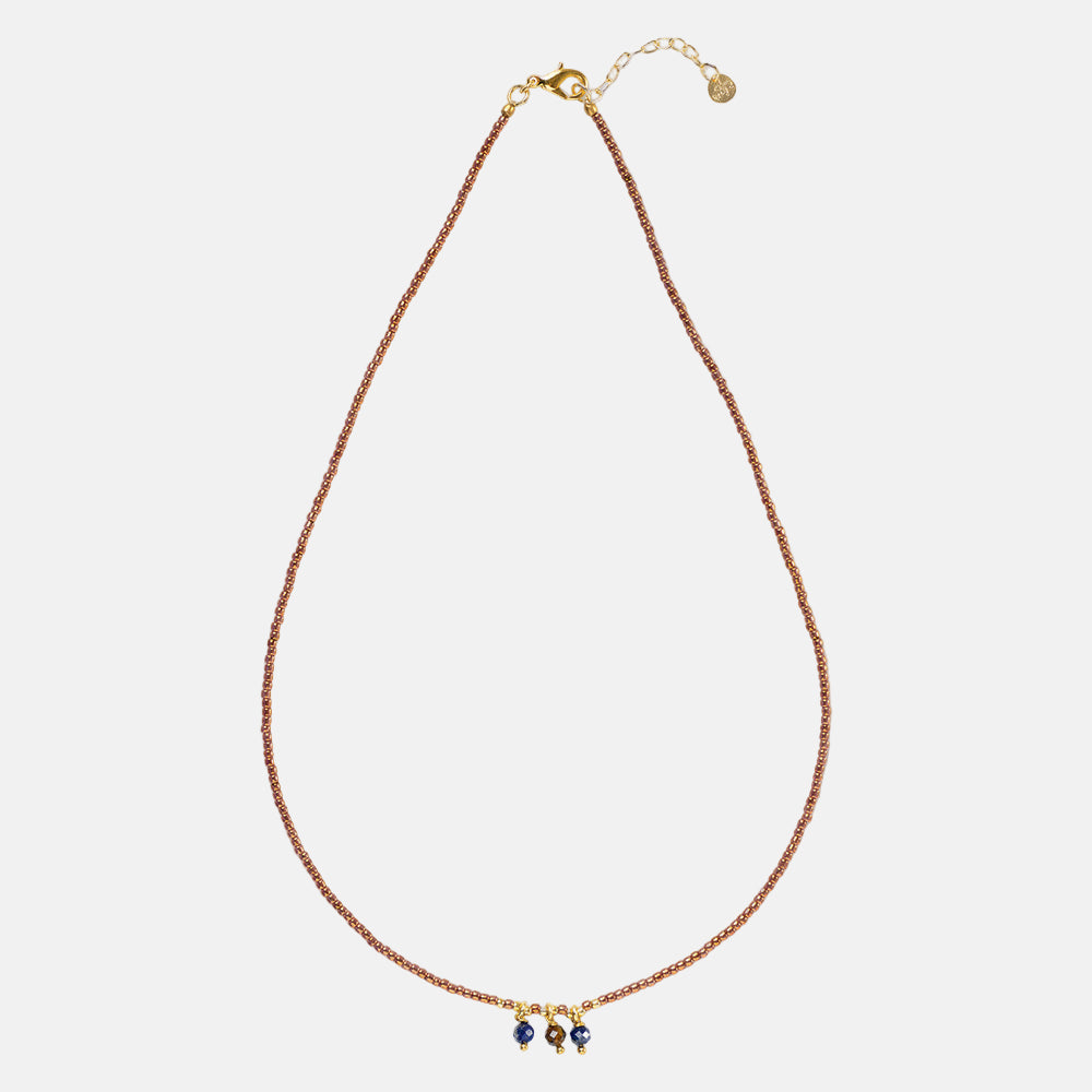 Empathy Tiger eye Lapis lazuli necklace gold chain