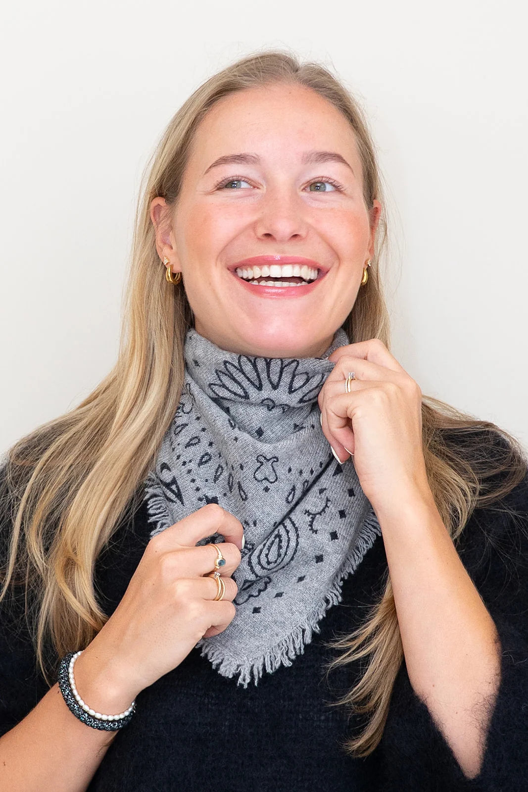 Grey bandana scarf 100% cashmere