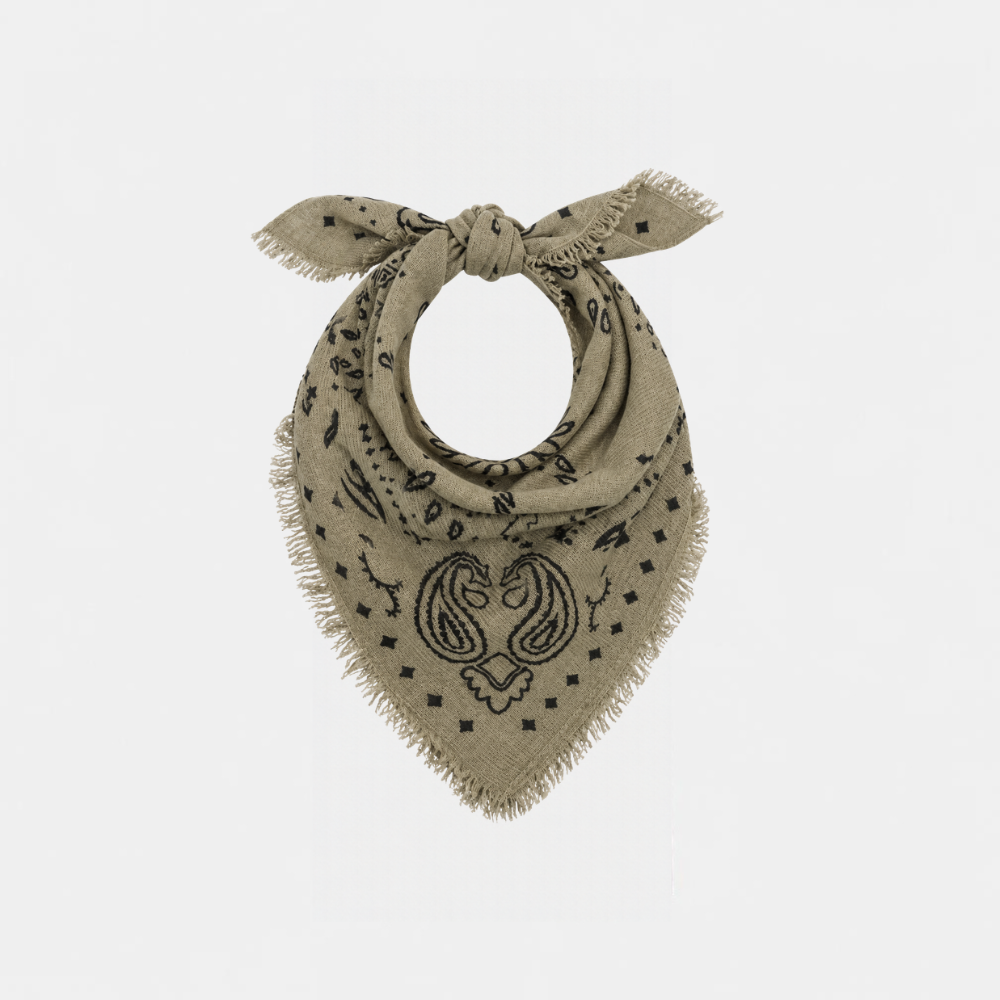 Army green bandana scarf 100% cashmere