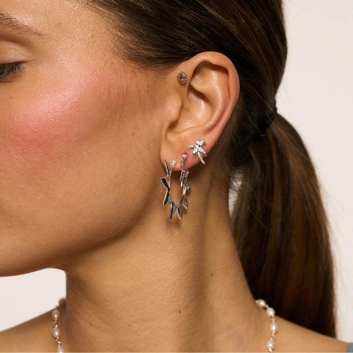Large Soleil Hoop Earrings zilver