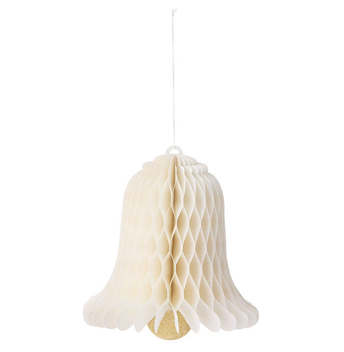 Honeycomb Bell 18cm Cream - grote papieren kerstbel van Bungalow Denmark