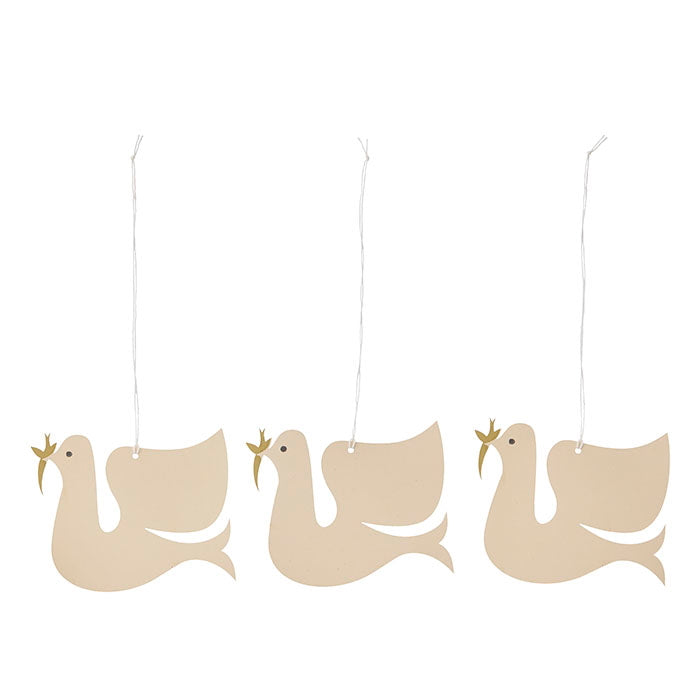Paper Ornaments Doves H6cm Desert set van 3 - Bungalow Denmark
