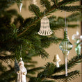 Load image into Gallery viewer, Paper Ornaments Bells 8cm Off White S/3pcs