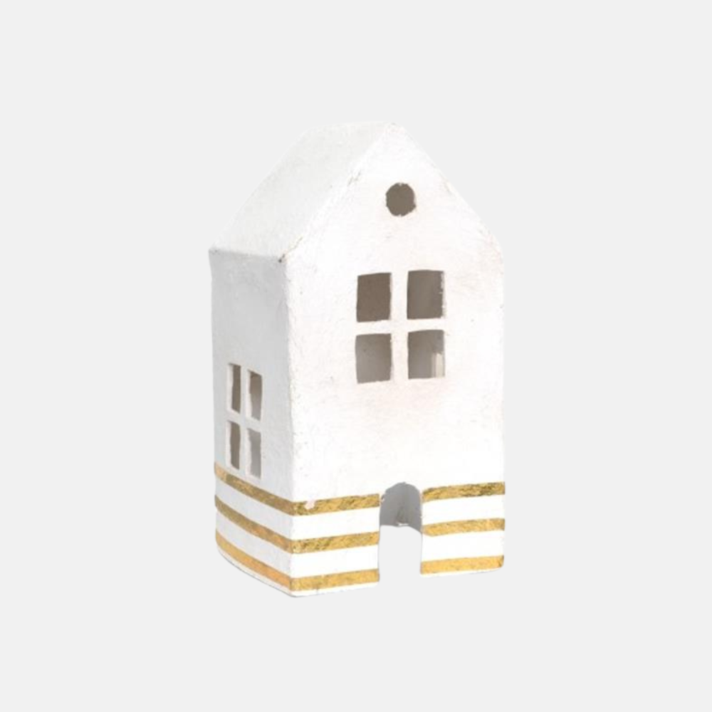 Eco Huisje Cotton-Maché GOLD Stripes 38CM