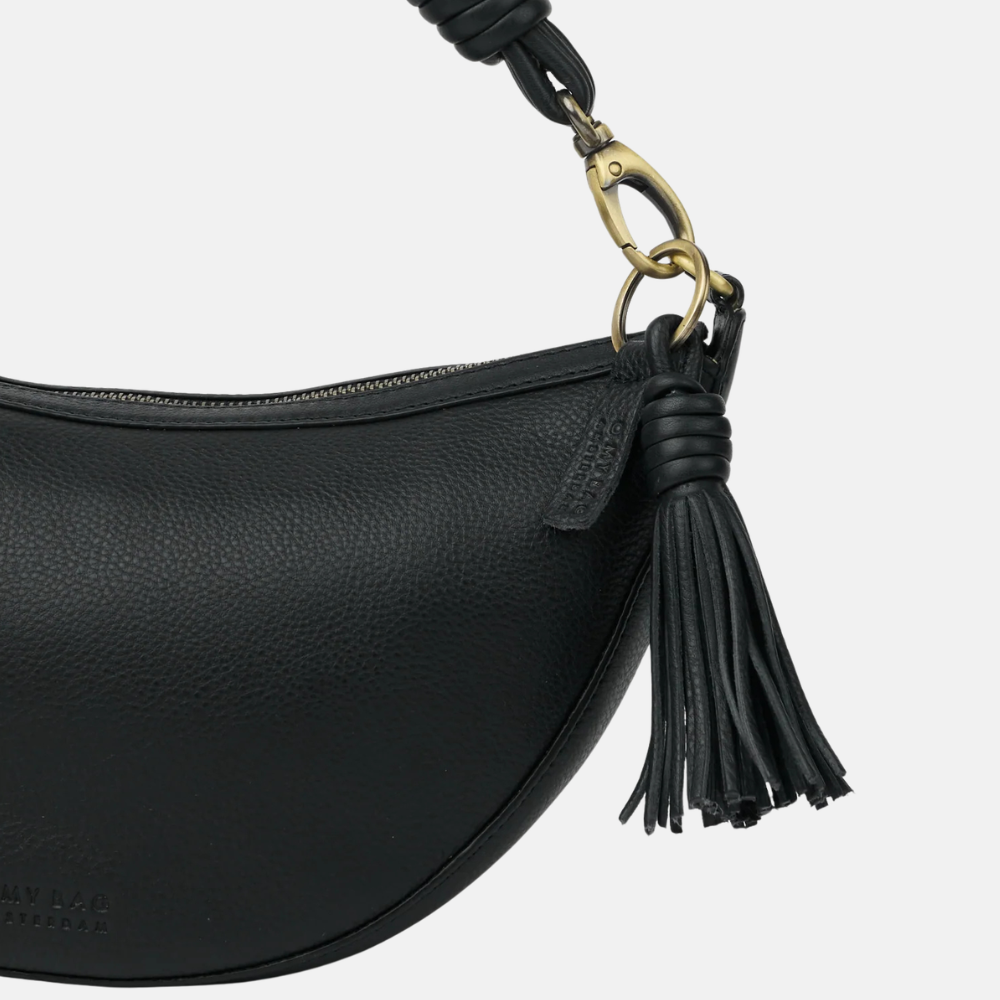 Bag Charm Tassel Black Soft Grain Leather