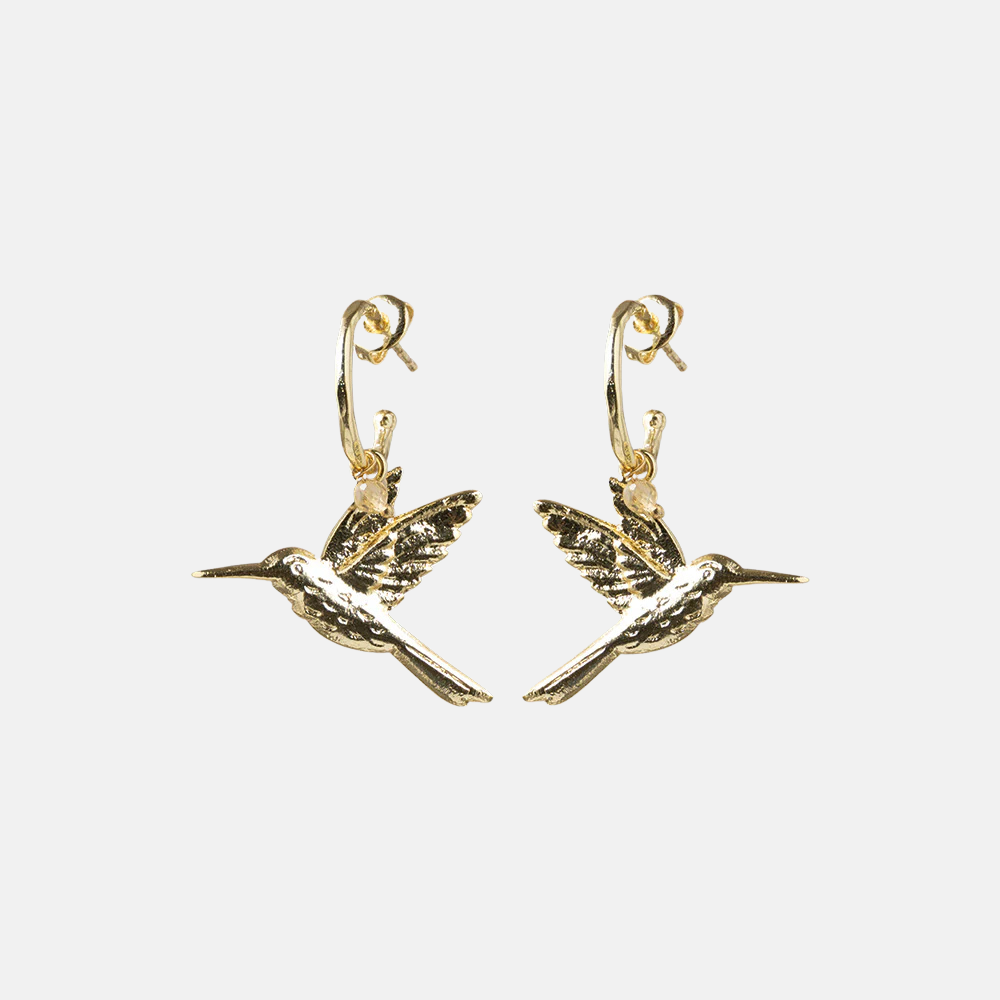 Rebel Hummingbird Citrine Earrings GP