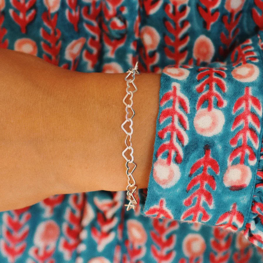 Linked Hearts Bracelet Silver OS