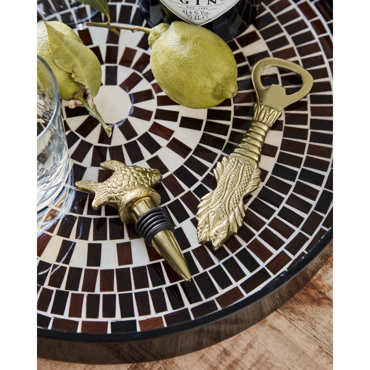 Bar set Fish, Antiek goud