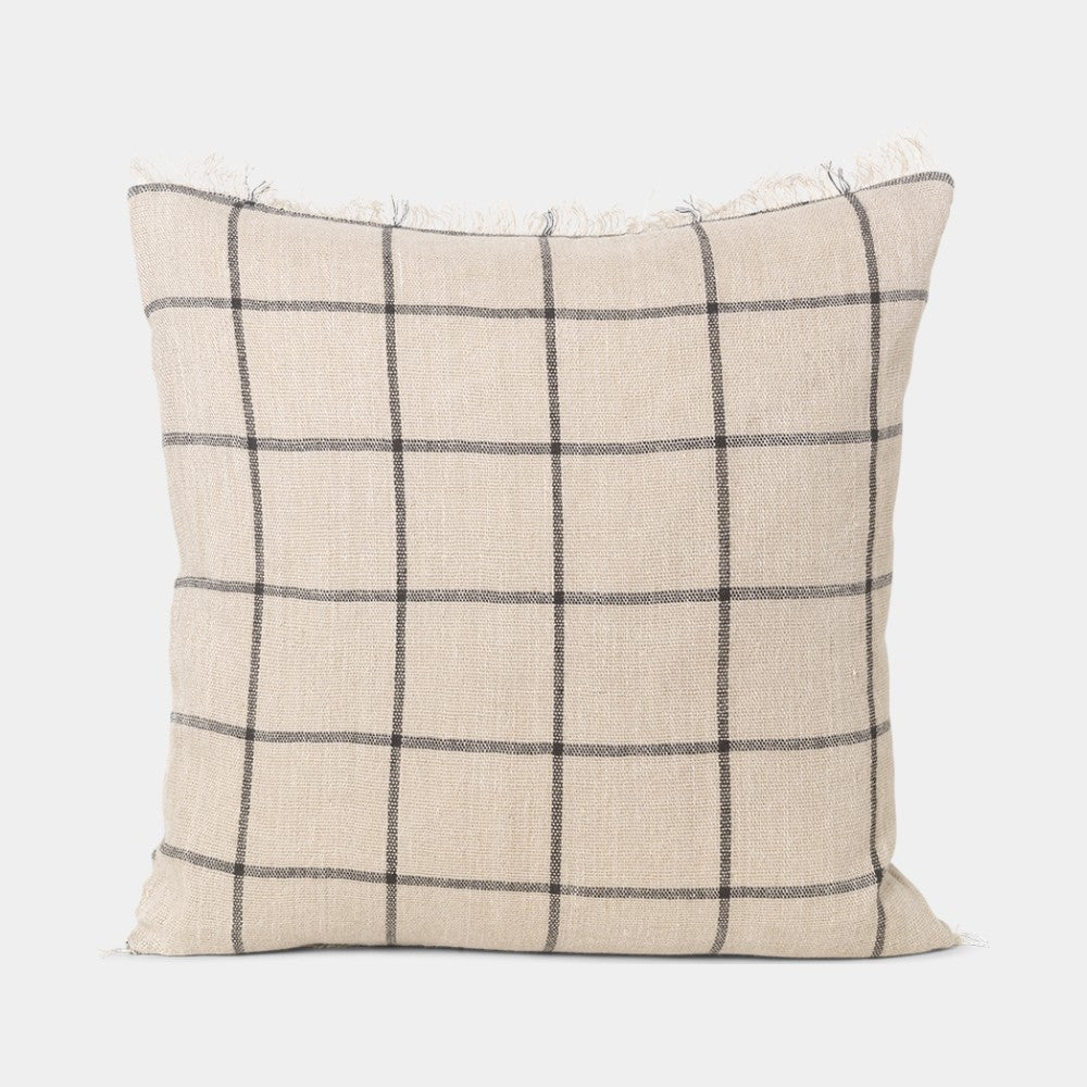 Kussen Calm camel/zwart van katoen-linnen, 50 x 50 cm - Ferm Living