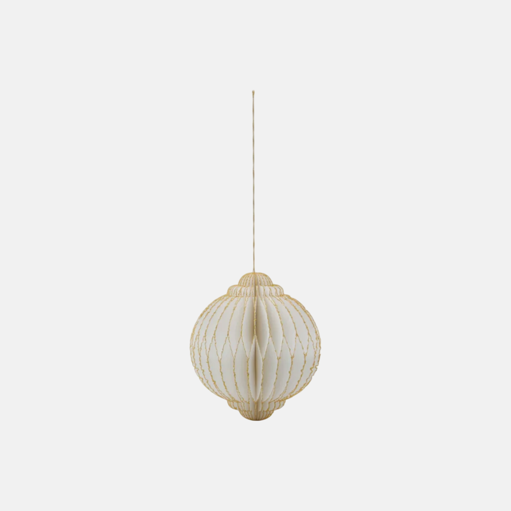 Papieren Kerstbal | Off-White/Golden