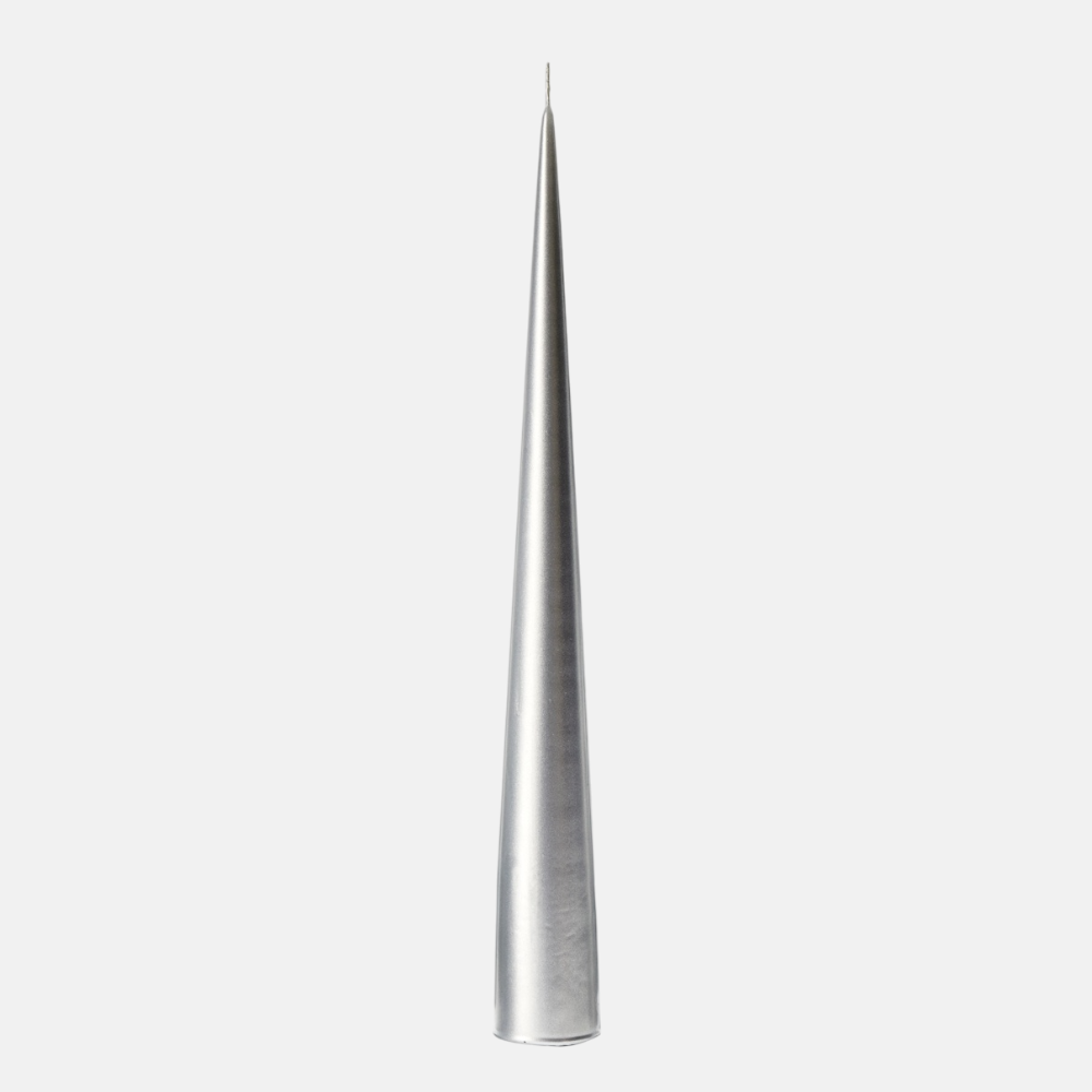Kegel Kaars 48cm Silver Metallic