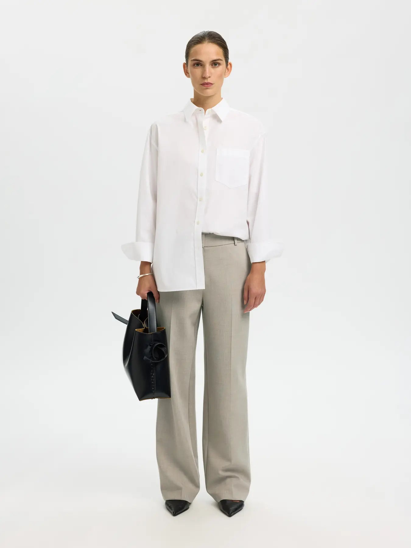 SLFRITA MW WIDE PANT MEL NOOS
