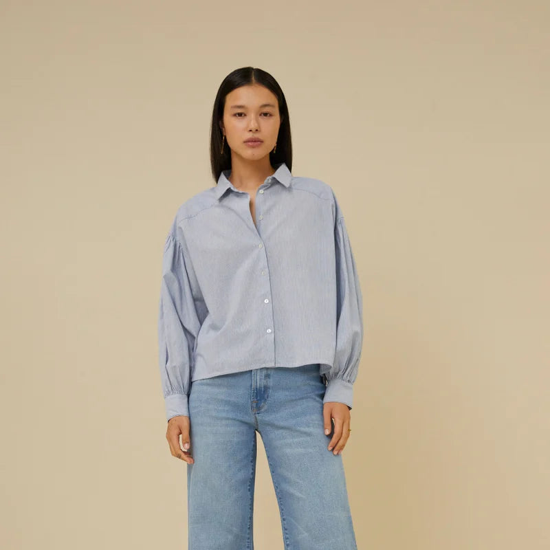 sarah short pin stripe blouse
