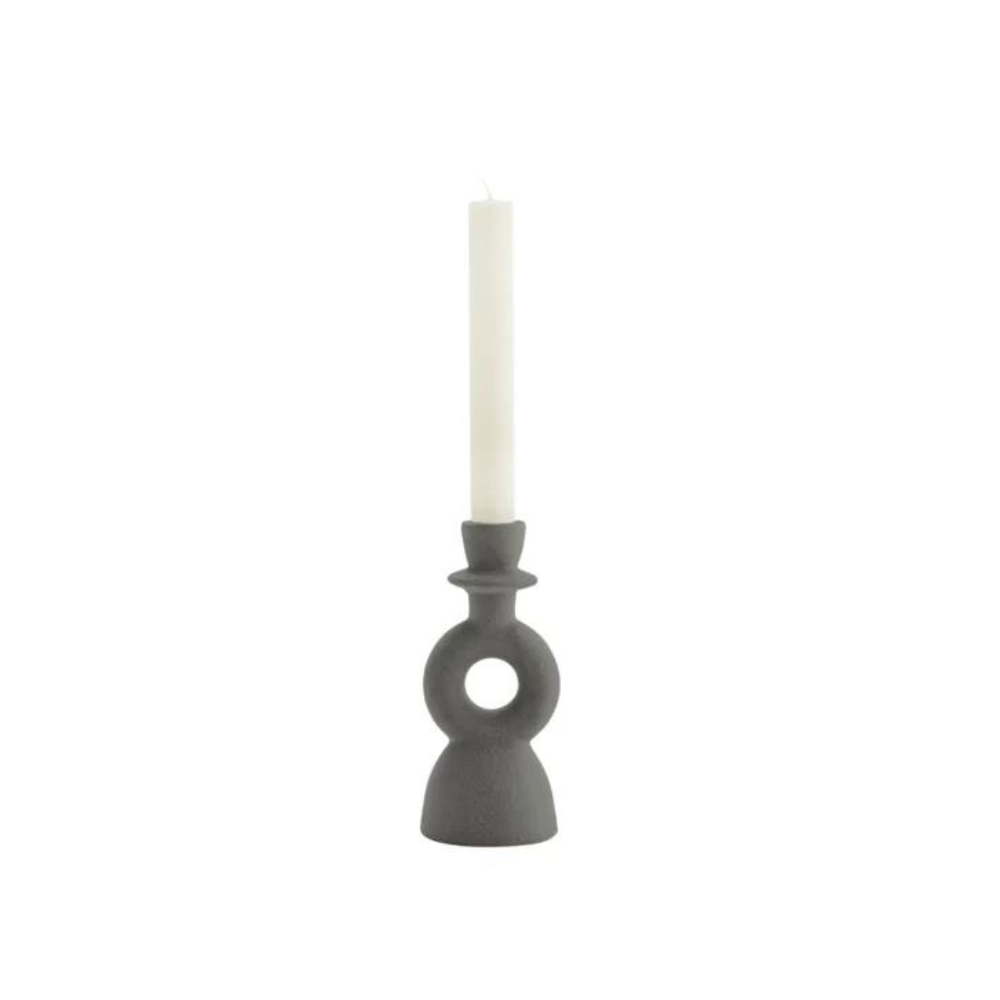Stoneware candle holder antraciet