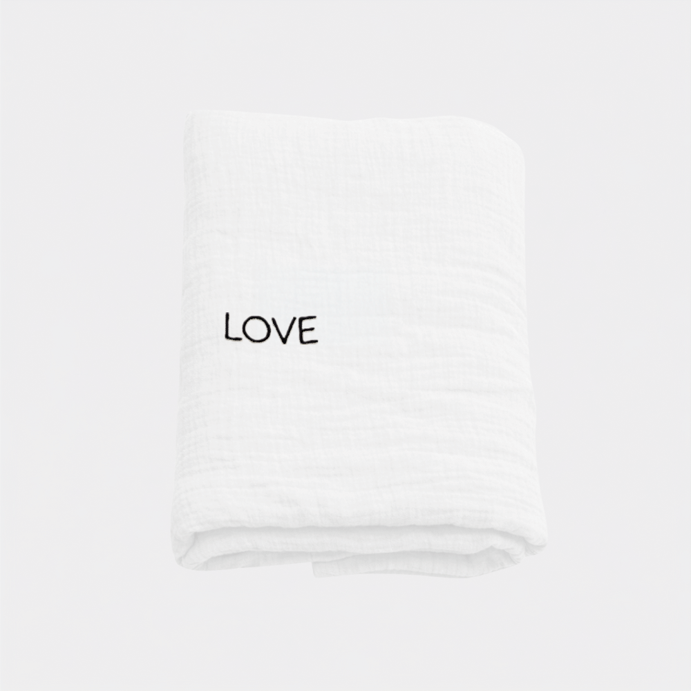 Cozy Cover 2.0 White Thin LOVE Zwart