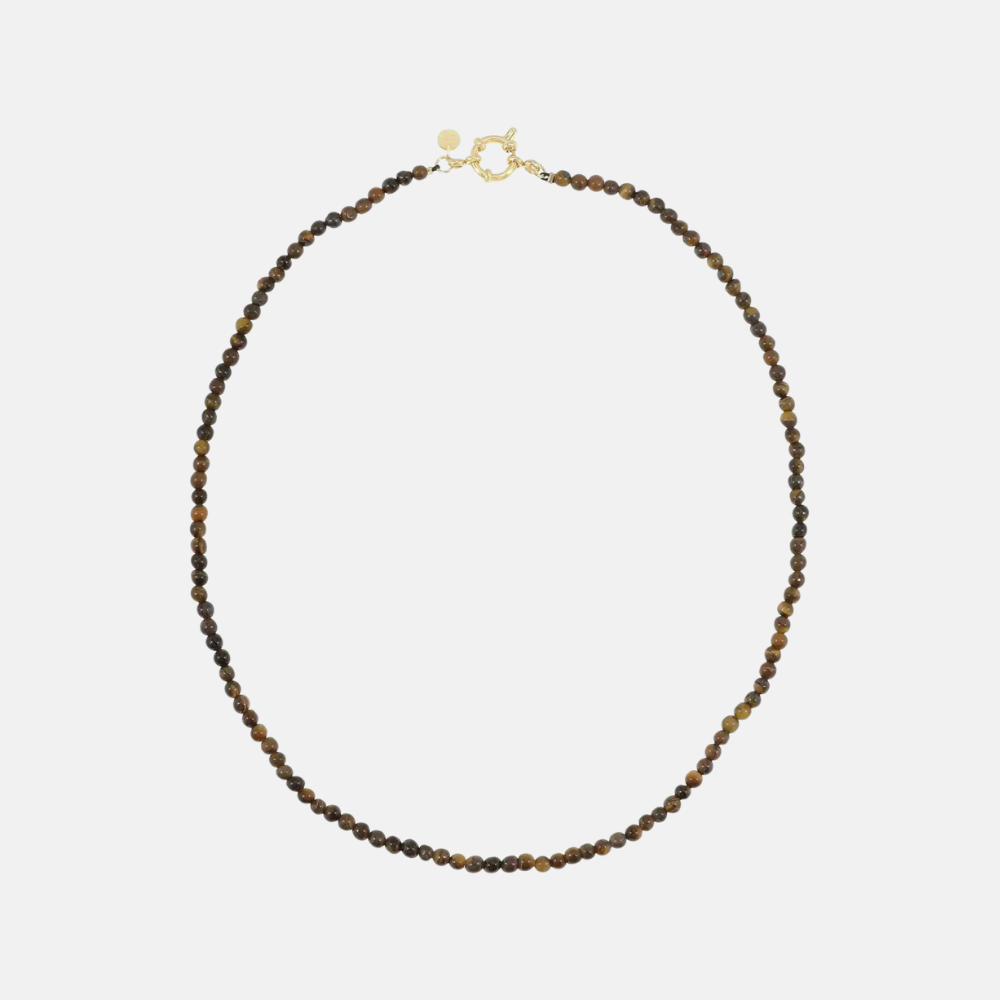 Fijne gemstone ketting / bruin-mêlée