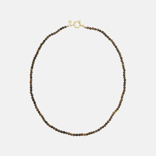 Fijne gemstone ketting / bruin-mêlée
