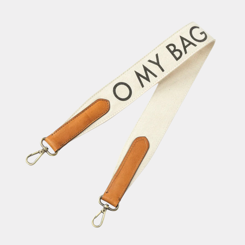 Shoulder Cavas logo strap white & cognac classic leather