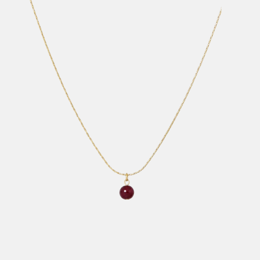 Fijn kettinkje met gemstone balletje / Bordeaux