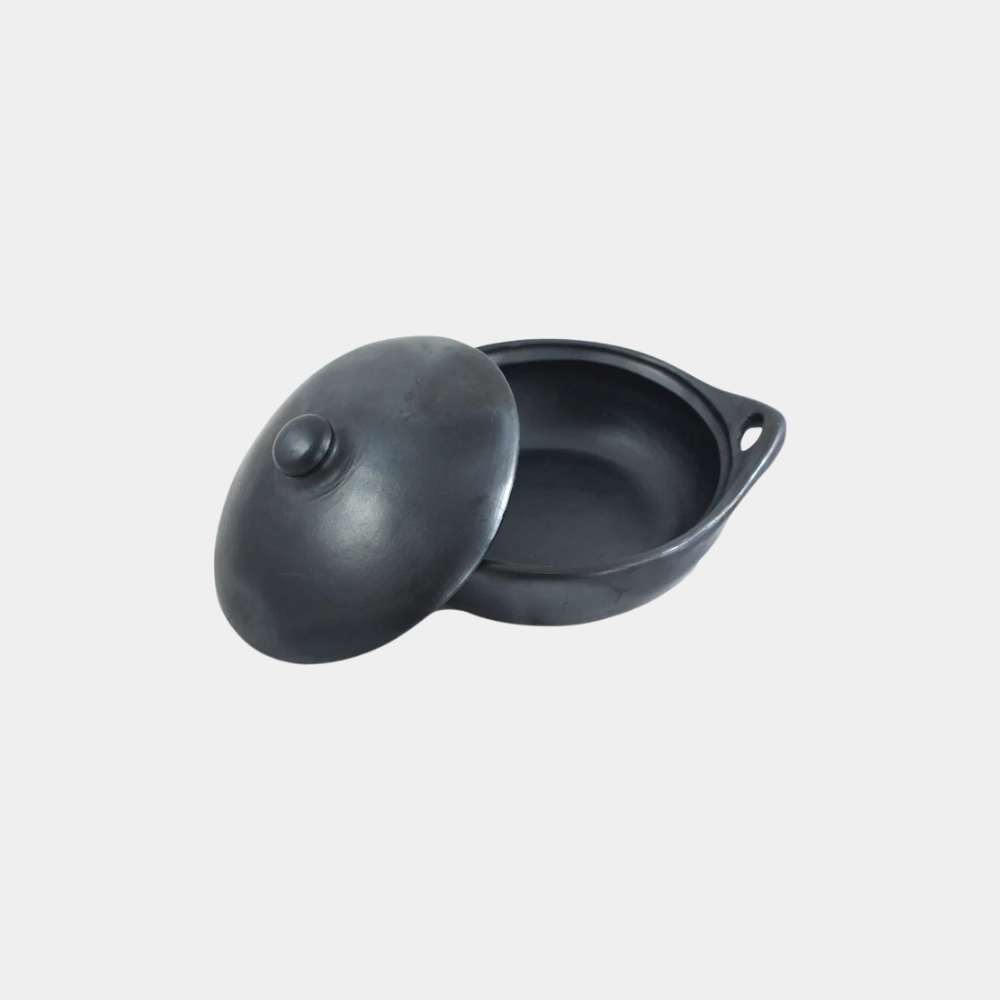 Black Pottery Pan Laag met deksel | 2 maten