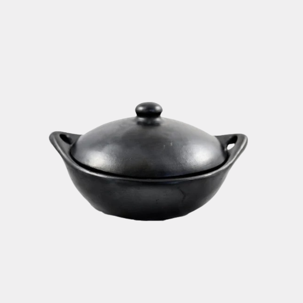 Black Pottery Pan Laag met deksel | 2 maten