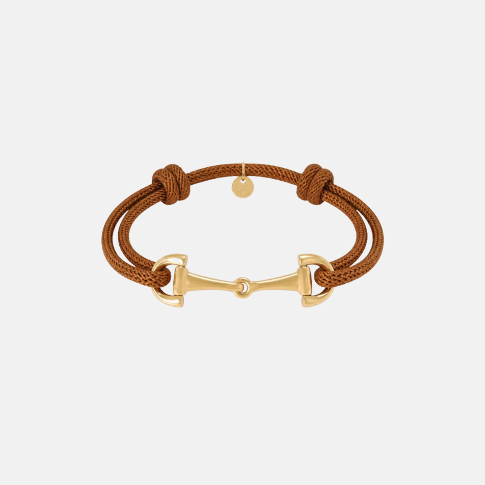 Armband met touw en gouden gesp / Camel