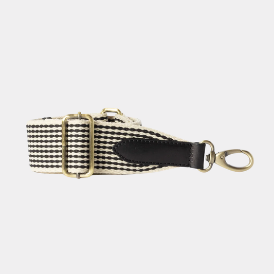 Checkered Webbing Strap Black Classic leather