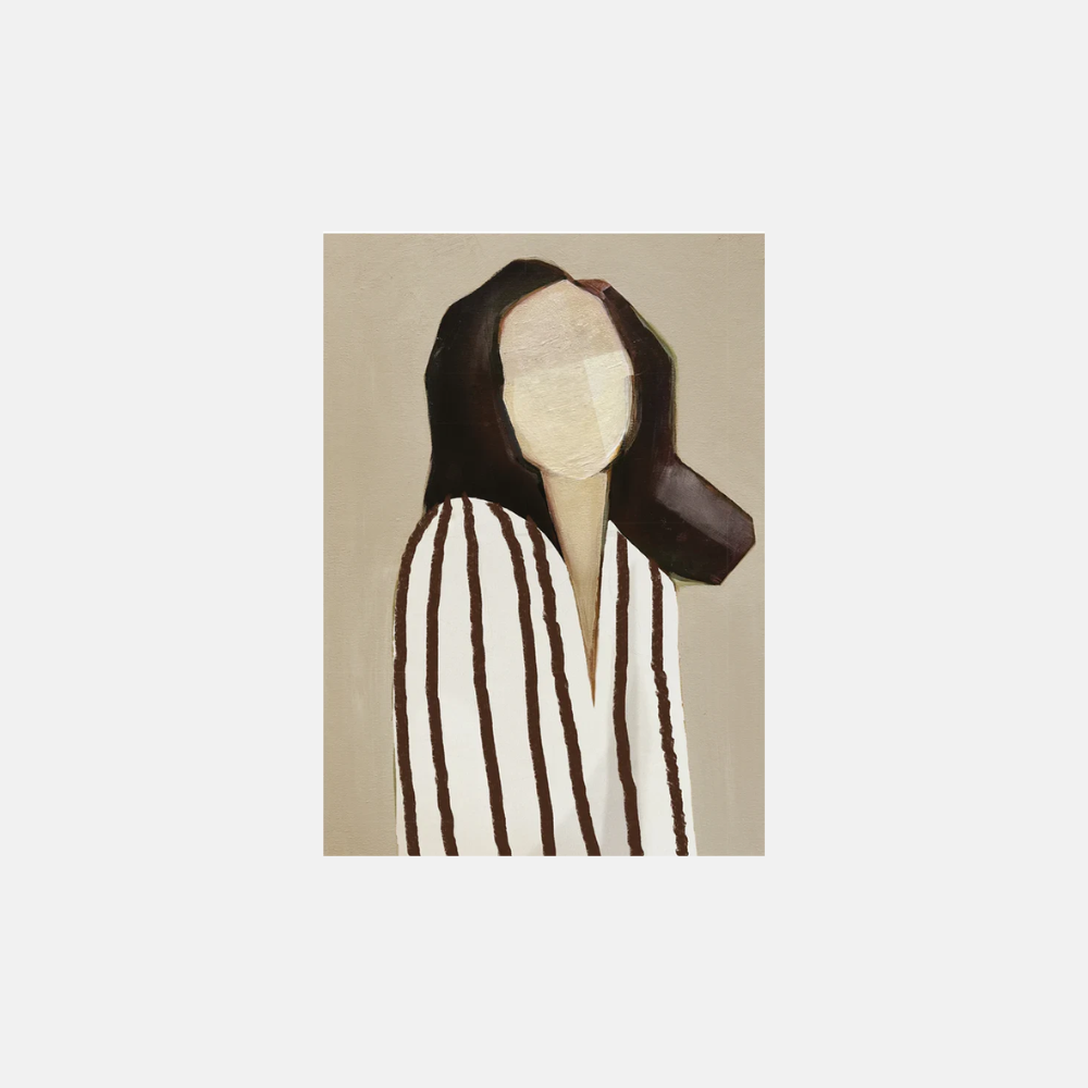 Postcard - Lady in Stripes Brown