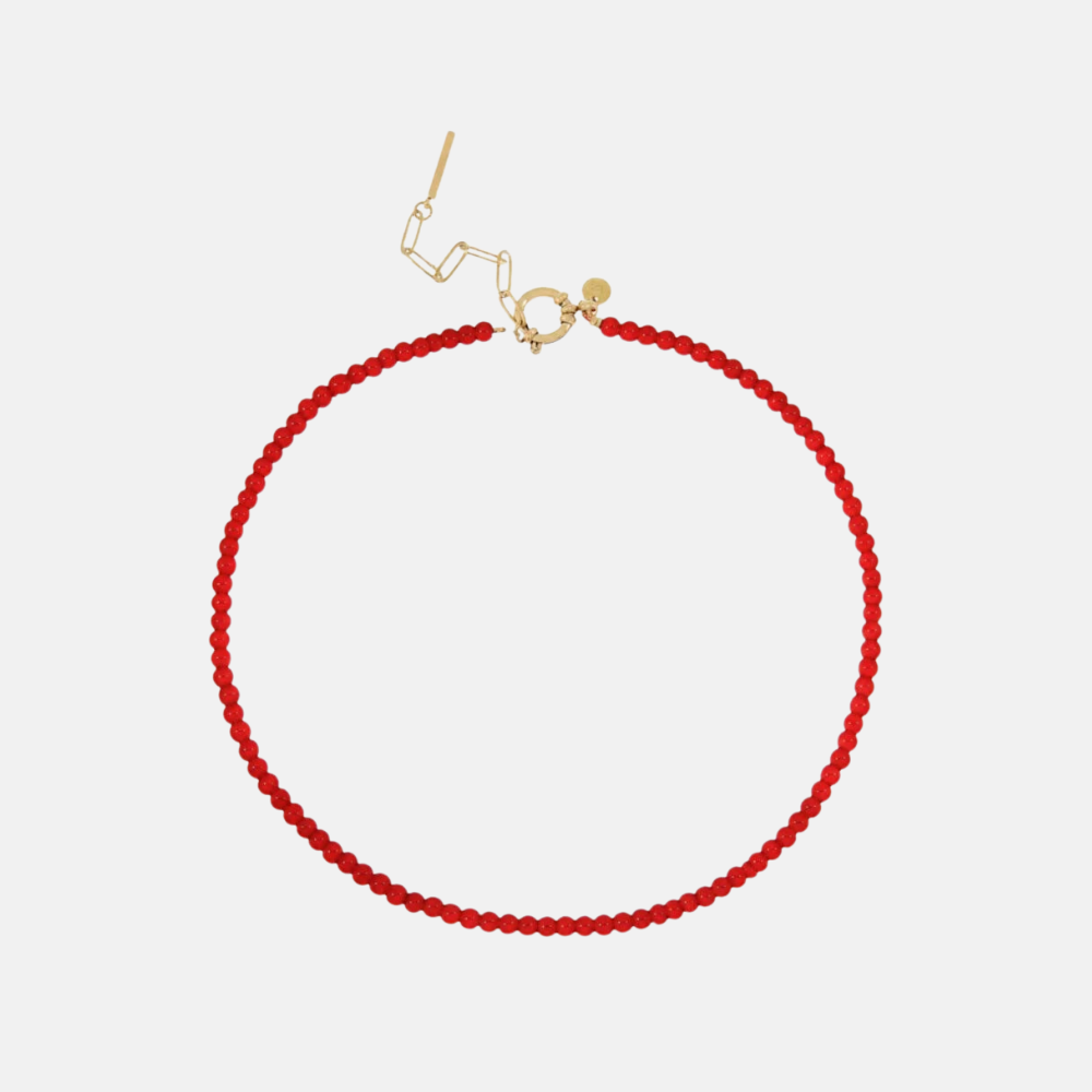 Fijne edelsteen ketting / burnt orange