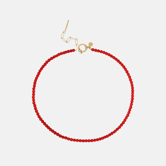 Fijne edelsteen ketting / burnt orange