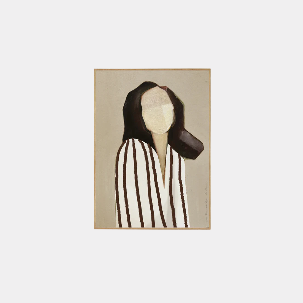 Poster - Lady in stripes Brown