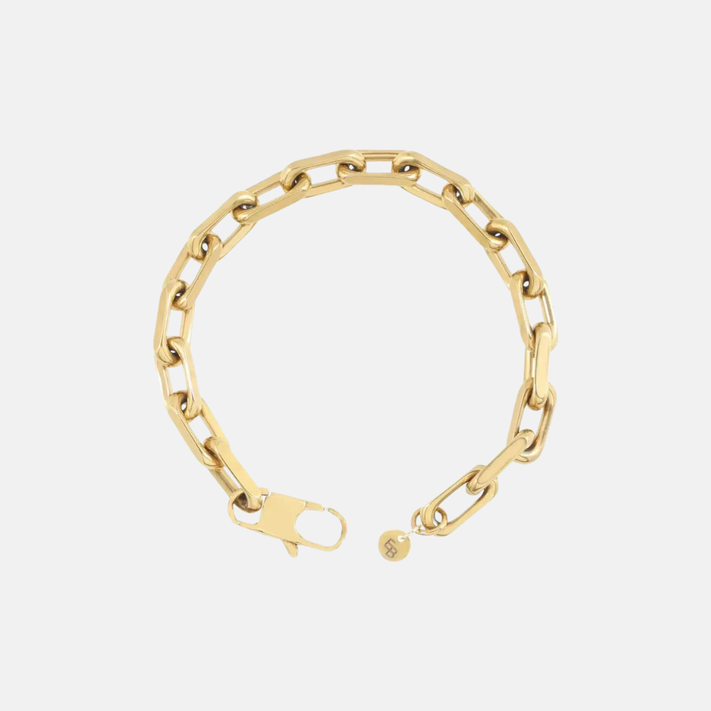 Grove ovale schakelarmband verguld