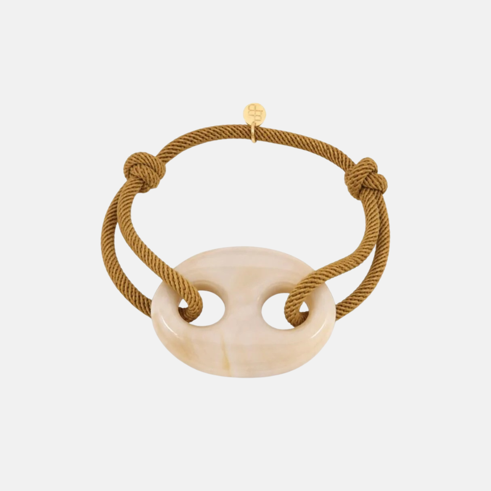 Armband met XL opengewerkte bedel / oker