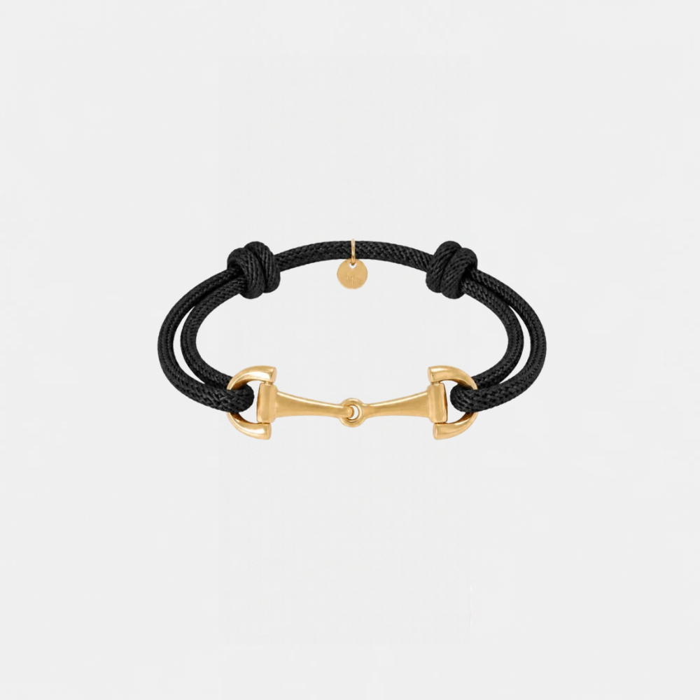 Armband met touw en gouden gesp / zwart