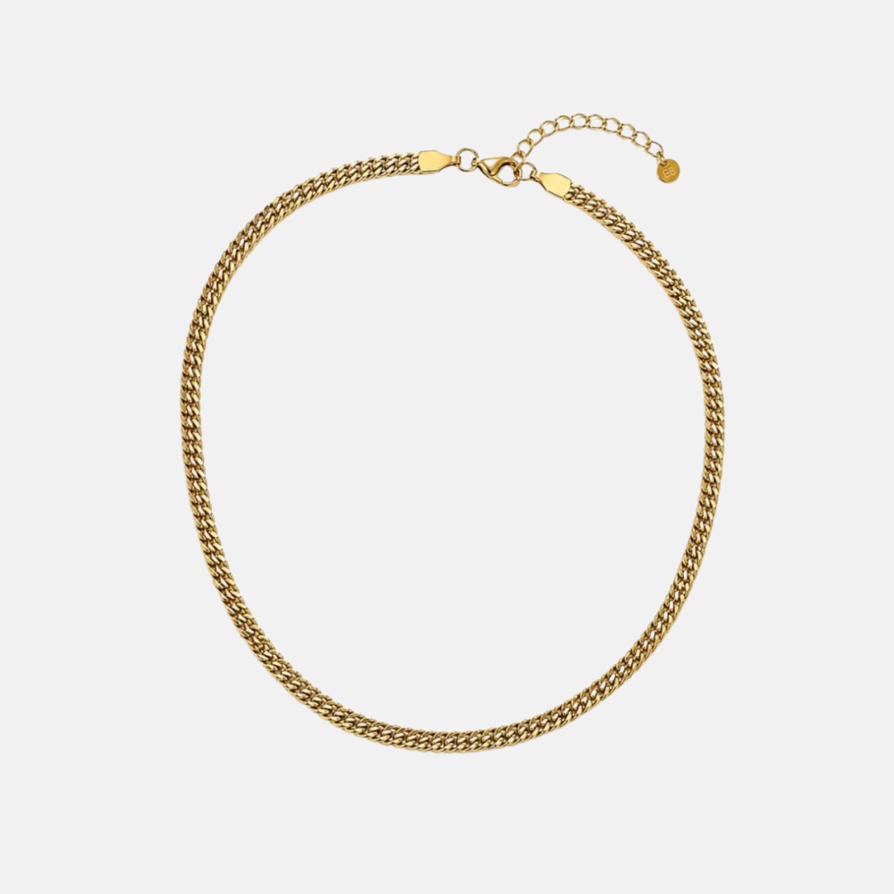 Platte bewerkte ketting verguld