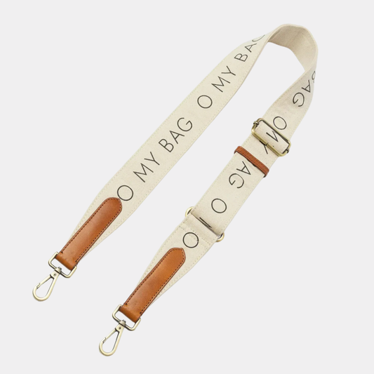 Canvas logo strap white & cognac Classic leather