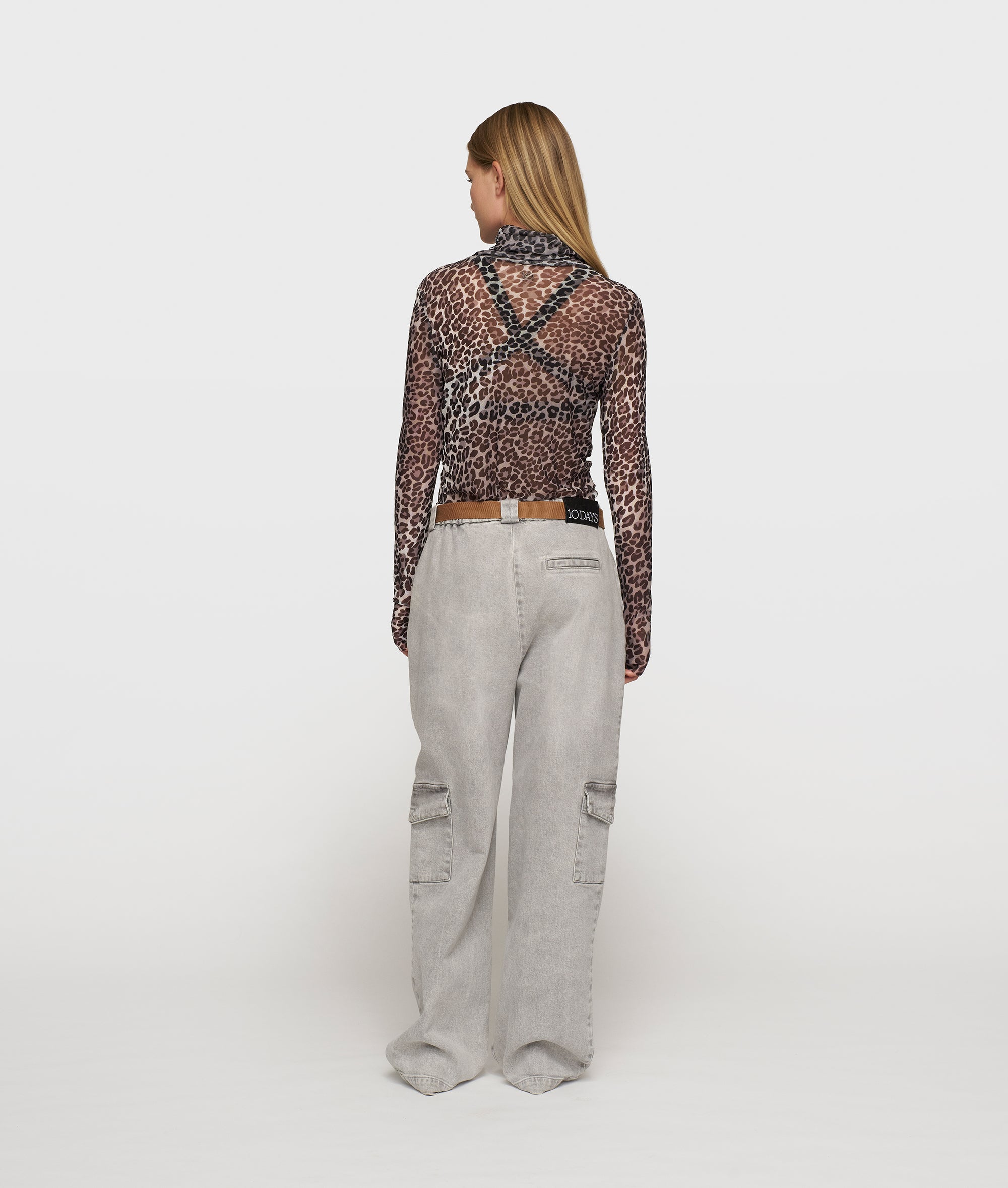 mesh long sleeve leopard
