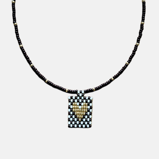 Cils Beaded HEART Necklace Short