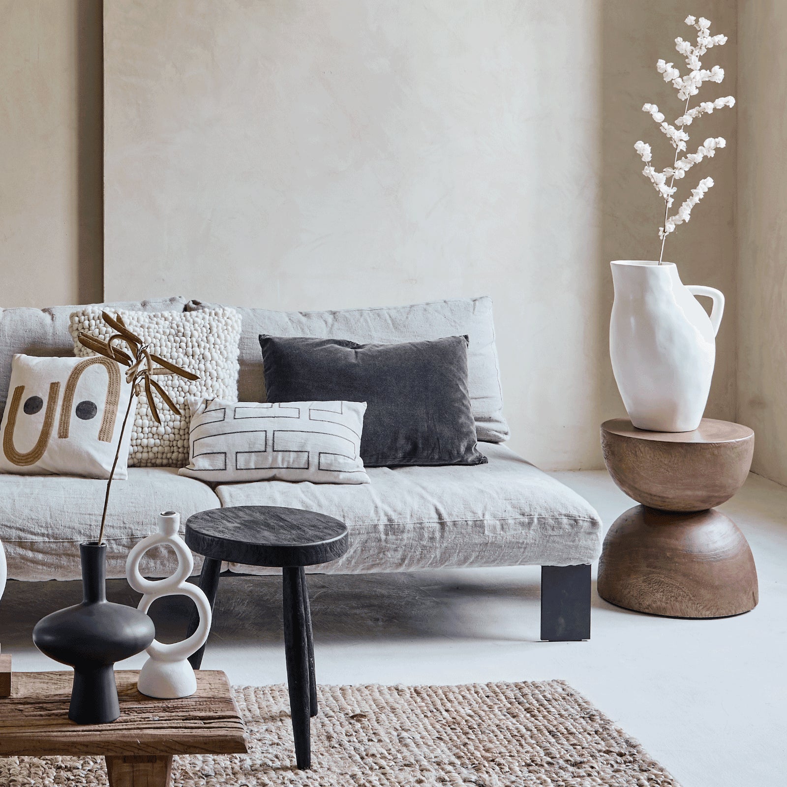 Kaarsenhouder ecomix Rough Sophistication Double, Wit