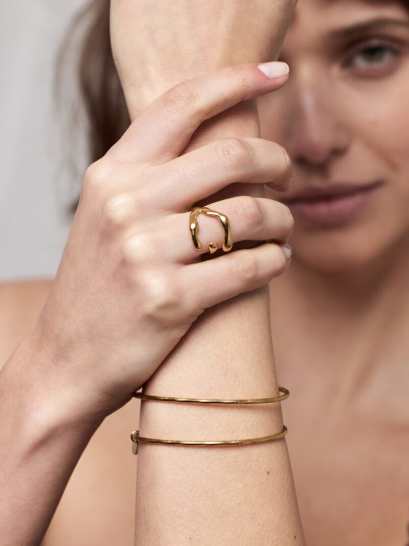 2-delige bangle met patroon / Goud