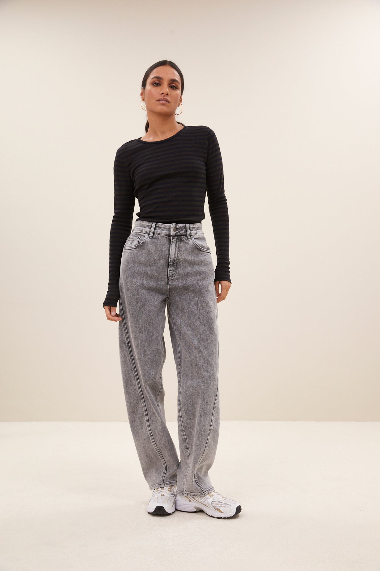 basic ls melange stripe top