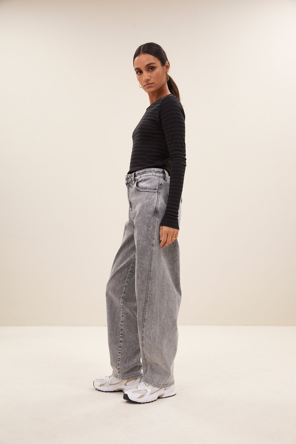 basic ls melange stripe top